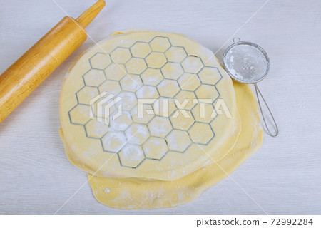 The process of making homemade dumplings minced meat on the dough, dumplings The process of making homemade dumplings minced meat on the dough, dumplings 72992284