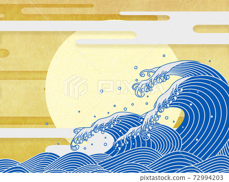 Gold leaf full moon background material 72994203