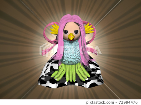 2021 Amabie character (3DCG) dressed as Ox 2021 Amabie character (3DCG) dressed as Ox 72994476