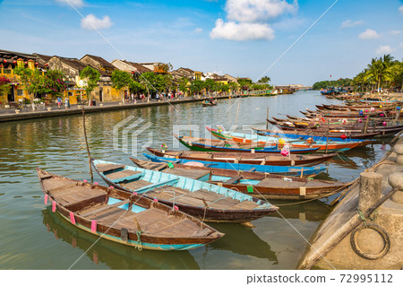 Traditional boats in Hoi An, Vietnam Traditional boats in Hoi An, Vietnam 72995112