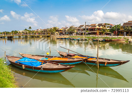 Traditional boats in Hoi An, Vietnam Traditional boats in Hoi An, Vietnam 72995113
