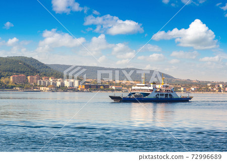 Ferry in Dardanelles strait, Turkey 72996689