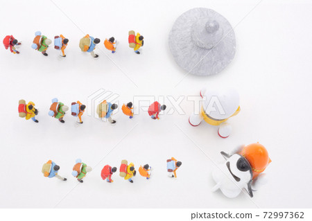 Travelers lining up to board each spaceship 72997362