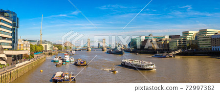 Tower Bridge and HMS Belfast warship in London 72997382