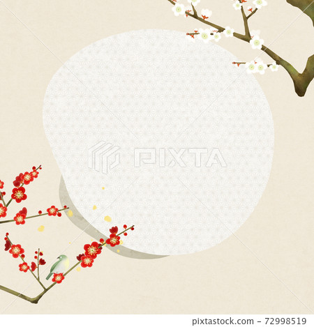 Red and white plum and Japanese paper background-there are multiple variations Red and white plum and Japanese paper background-there are multiple variations 72998519