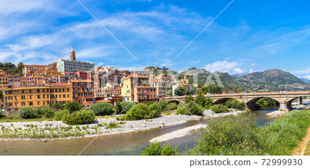 Colorful houses in Ventimiglia, Italy 72999930