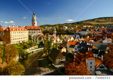 Beautiful streets of Czech world heritage Cesky Krumlov 73000355