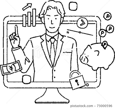 Simple touch video distribution Illustration of financial YouTuber 73000596