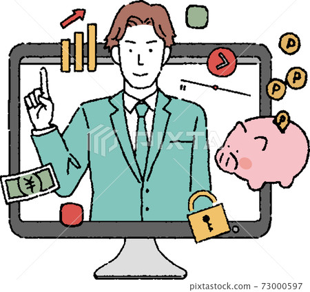 Simple touch video distribution Illustration of financial YouTuber Simple touch video distribution Illustration of financial YouTuber 73000597