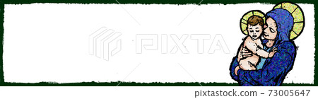 Xmas banner teal Mary Jesus Christmas X'mas frame Xmas banner teal Mary Jesus Christmas X'mas frame 73005647