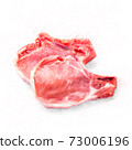 Two juicy pork chop isolated on white, illustration 73006196
