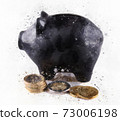 Black piggy bank with euro coins isolated 73006198