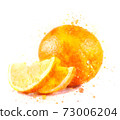 Orange with two slices 73006204