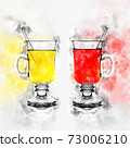 Red and yellow mulled wine glass as art 73006210