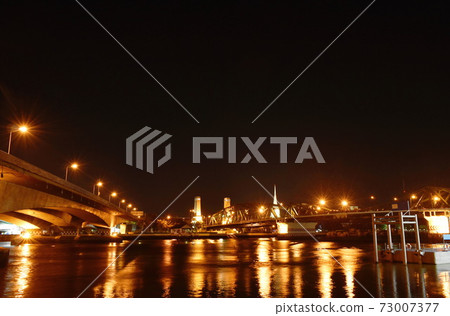 landscape of Phra Phuttha Yodfa memorial ancient bridge cross river in Thailand cin night landscape of Phra Phuttha Yodfa memorial ancient bridge cross river in Thailand cin night 73007377