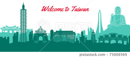 famous landmark of Taiwan,travel destination with silhouette classic design famous landmark of Taiwan,travel destination with silhouette classic design 73008569