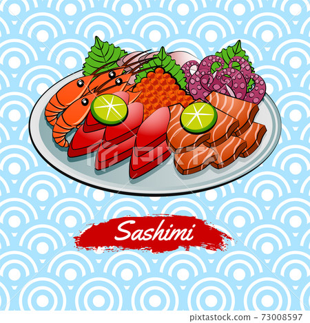Set of delicious and famous food of Japanese,Sashimi,in colorful gradient design icon Set of delicious and famous food of Japanese,Sashimi,in colorful gradient design icon 73008597