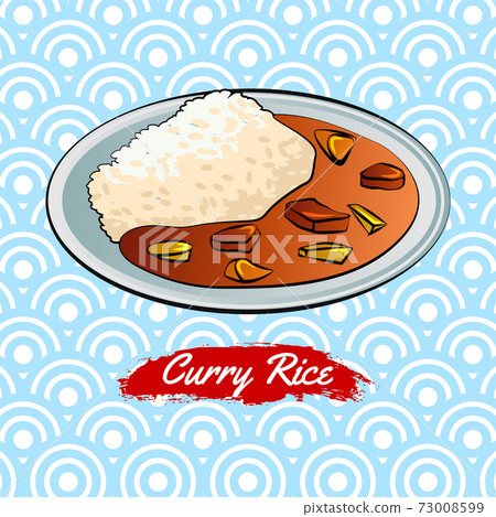 Set of delicious and famous food of Japanese,Curry Rice,in colorful gradient design icon 73008599