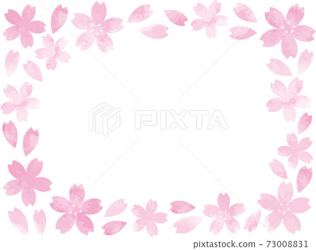 水彩風格櫻花花瓣框架（方形） 73008831