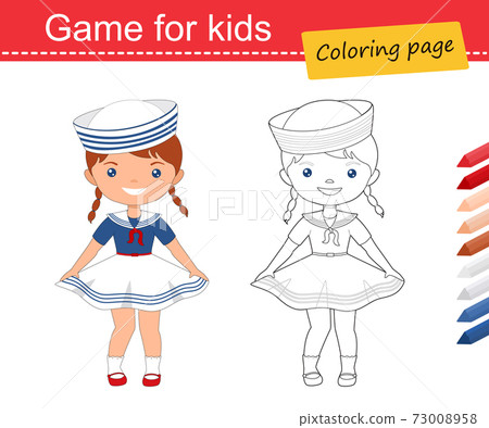 1452 Coloring page. Educational game for children. Flat cartoon style 73008958