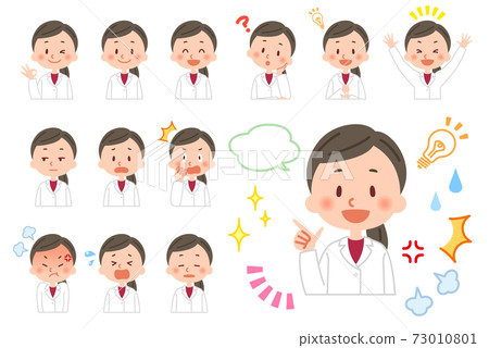 Female doctor facial expression set 73010801