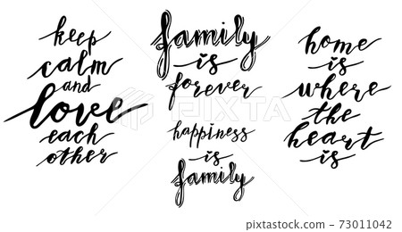 Hand Lettering Phrases Collection In Black... - Stock Illustration ...