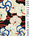 Retro Japanese art design with big flowers and red string 73011105