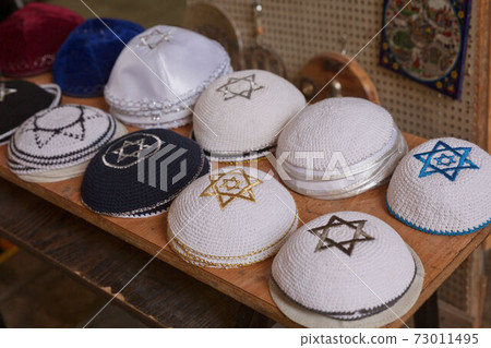 Beautiful design and collection of praying hats called Kippah or Kipa or Yarmulke Beautiful design and collection of praying hats called Kippah or Kipa or Yarmulke 73011495
