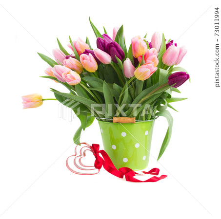 bouquet of multicolored tulip flowers in white pot bouquet of multicolored tulip flowers in white pot 73011994