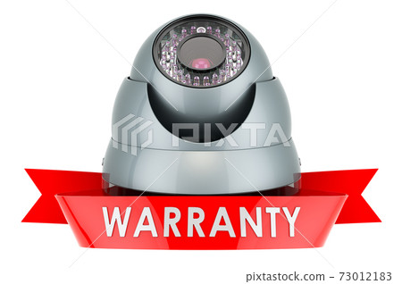 Dome security camera warranty concept. 3D rendering Dome security camera warranty concept. 3D rendering 73012183