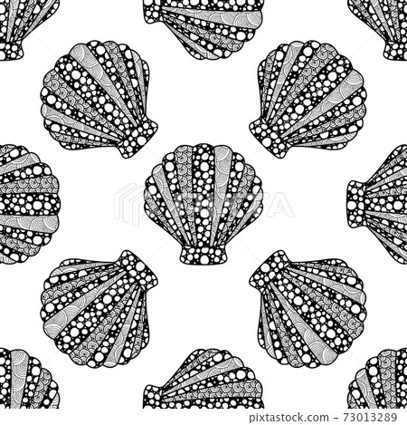 seamless pattern with shells on white background. - Stock Illustration ...