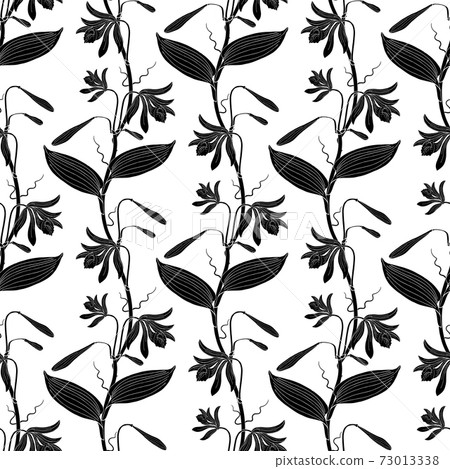 seamless floral pattern with orchid flowers on... - Stock Illustration ...