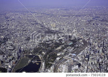 Ueno Onshi Park panoramic view, Ueno area, aerial photograph Ueno Onshi Park panoramic view, Ueno area, aerial photograph 73014119