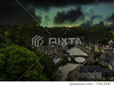 Aerial view of Port of Dinan, Brittany, France Aerial view of Port of Dinan, Brittany, France 73015047