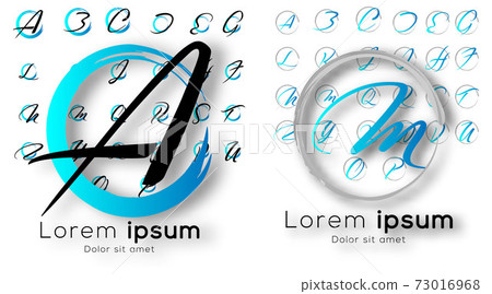 a collection of handwritten logos on a circular brush background. letter logos collection a collection of handwritten logos on a circular brush background. letter logos collection 73016968