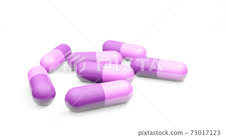 Capsules isolated on white background . Medical Pill Icon Closeup Isolate , 3D render Capsules isolated on white background . Medical Pill Icon Closeup Isolate , 3D render 73017123