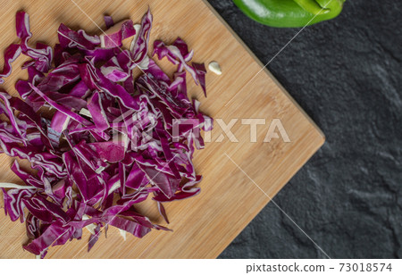 Close up photo of chopped purple cabbage Close up photo of chopped purple cabbage 73018574