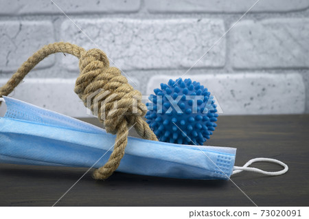 Noose around a face mask and virus molecule 73020091