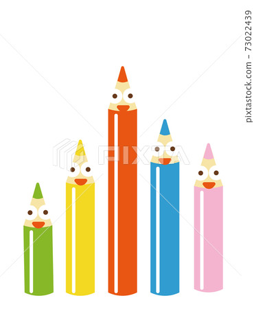 五支彩色鉛筆的好朋友 插圖素材 圖庫