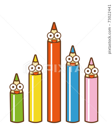 五支彩色鉛筆的好朋友 插圖素材 圖庫