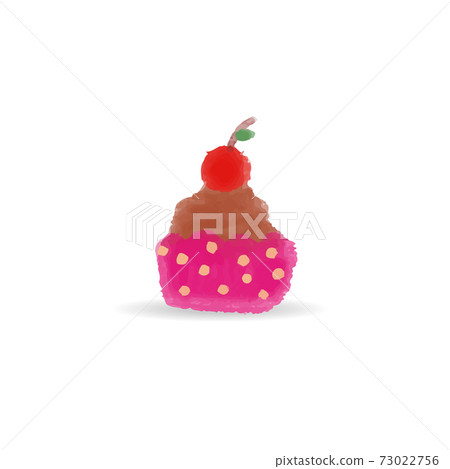 isolated cartoon cupcake vector illustration. cute cup cake with cherry topping clip art for greeting card, anniversary, web banners, social and print media 73022756