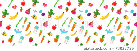 seamless pattern fruit and animal vector illustration. clip ar cartoon set for greeting card, anniversary, web banners, social and print media 73022759