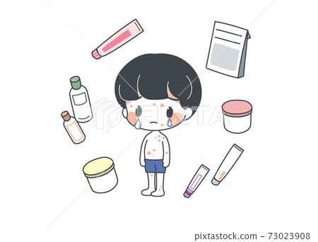 Itchy child with atopic dermatitis and ointment / before 73023908