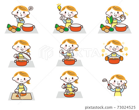 Woman set to cook 73024525