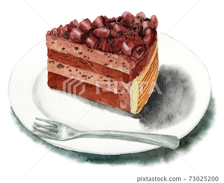 Analog Watercolor Chocolate Cake Gateau Chocolate Stock Illustration