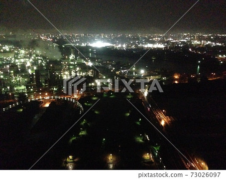 Factory night view seen from a high place Factory night view seen from a high place 73026097