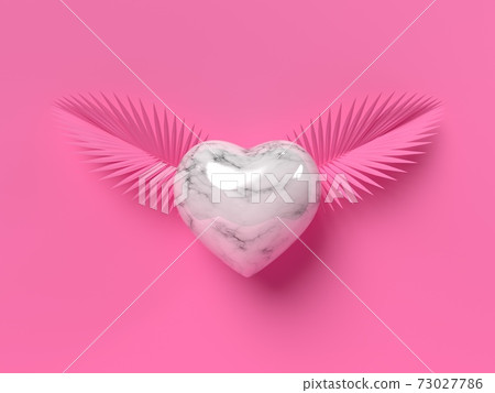 Marble texture heart with palm leaves. Marble texture heart with palm leaves. 73027786
