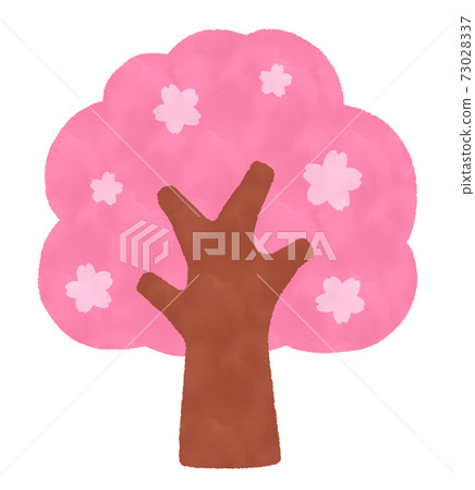 Watercolor simple cherry tree 73028337