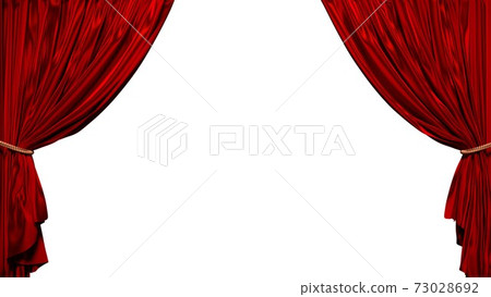 3D illustration of a red curtain with no background 73028692