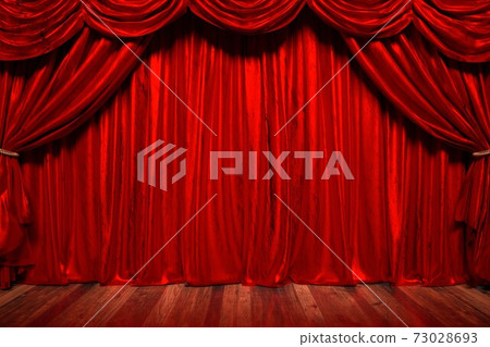 3D illustration of the theater with red curtains 73028693